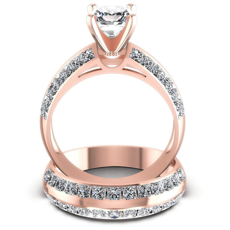 Princess Cut Diamonds Bridal Set in 18KT Yellow Gold