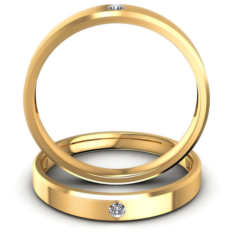 Round Cut Diamonds Wedding Sets in 14KT Yellow Gold