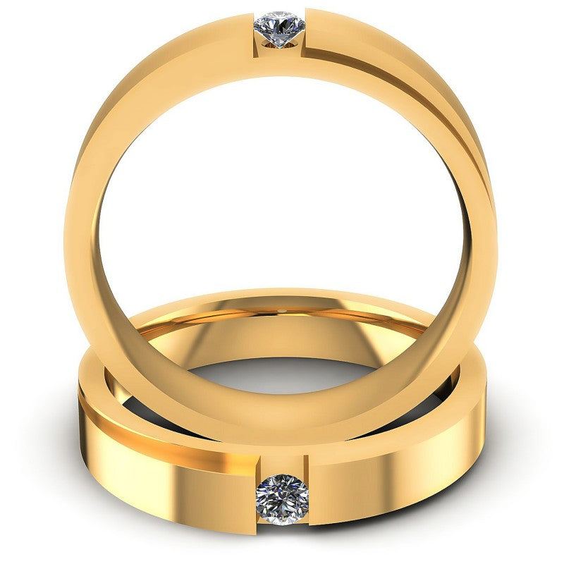 Round Cut Diamonds Wedding Sets in 14KT Yellow Gold
