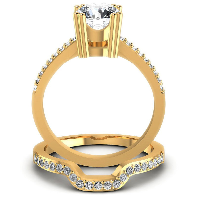 Round Cut Diamonds Bridal Set in 14KT Yellow Gold