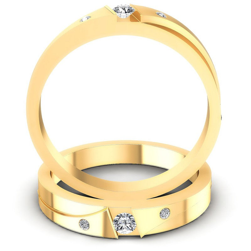 Round Cut Diamonds Wedding Sets in 14KT Yellow Gold