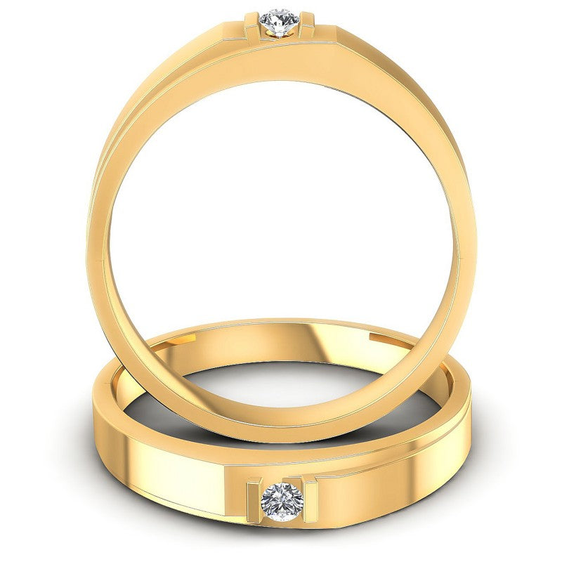 Round Cut Diamonds Wedding Sets in 14KT Yellow Gold