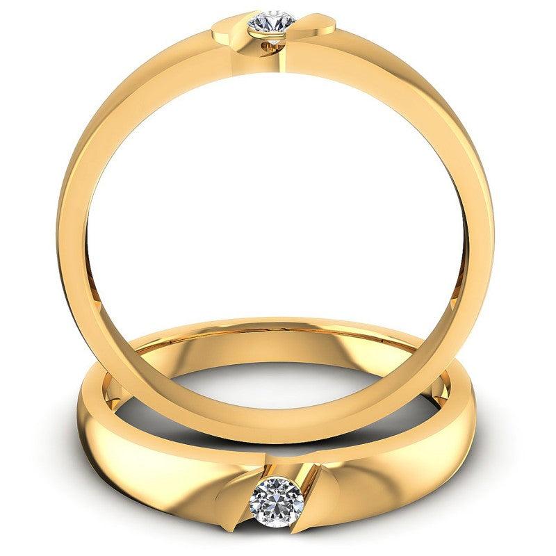 Round Cut Diamonds Wedding Sets in 14KT Yellow Gold
