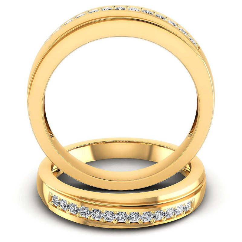 Round Cut Diamonds Wedding Sets in 14KT Yellow Gold