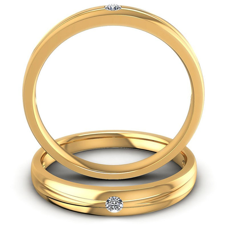 Round Cut Diamonds Wedding Sets in 14KT Yellow Gold