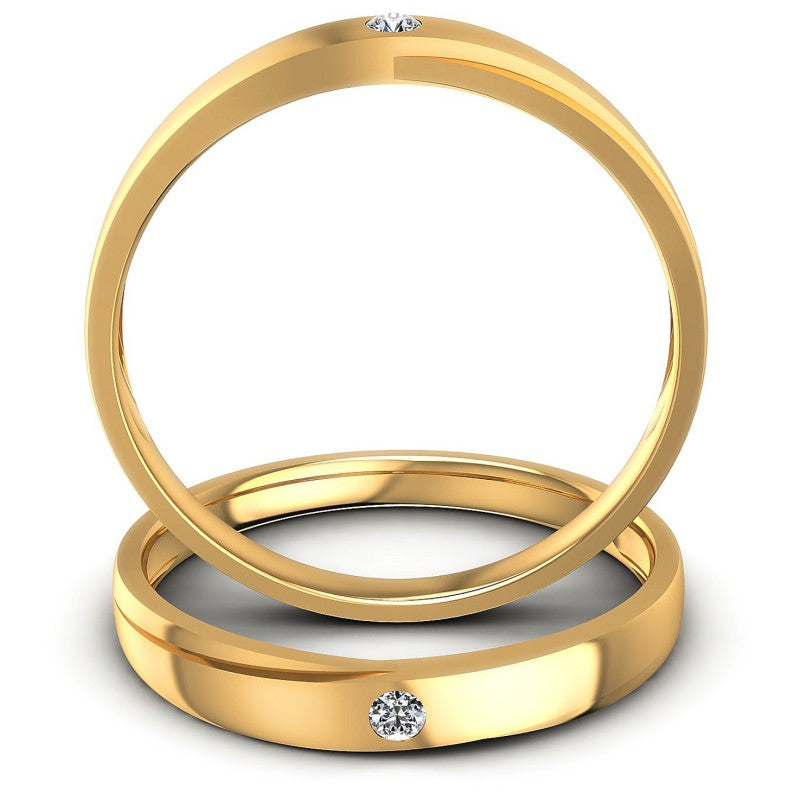 Round Cut Diamonds Wedding Sets in 14KT Yellow Gold