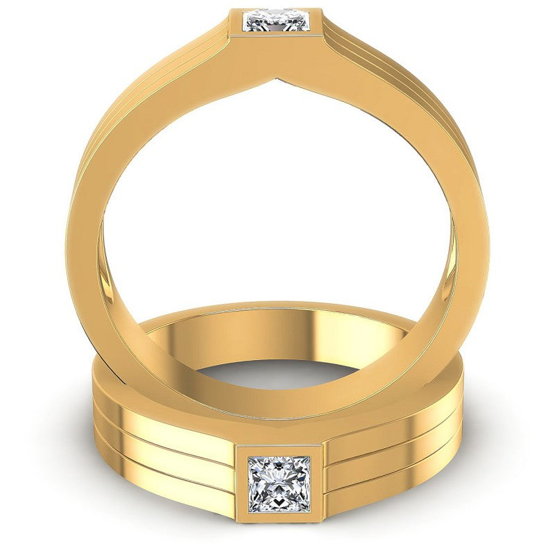 Princess Cut Diamonds Wedding Sets in 14KT Yellow Gold