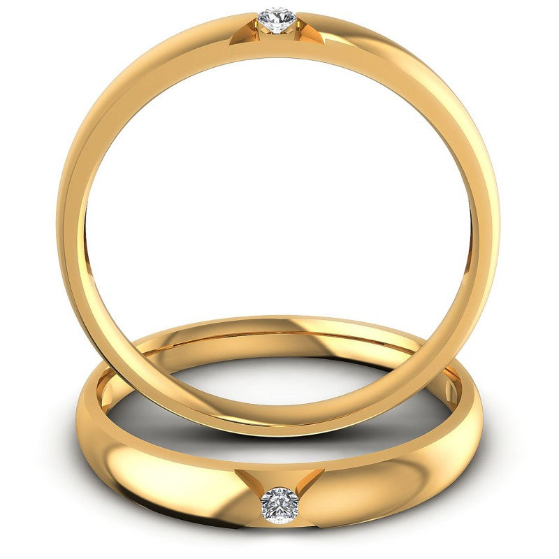 Round Cut Diamonds Wedding Sets in 14KT Yellow Gold
