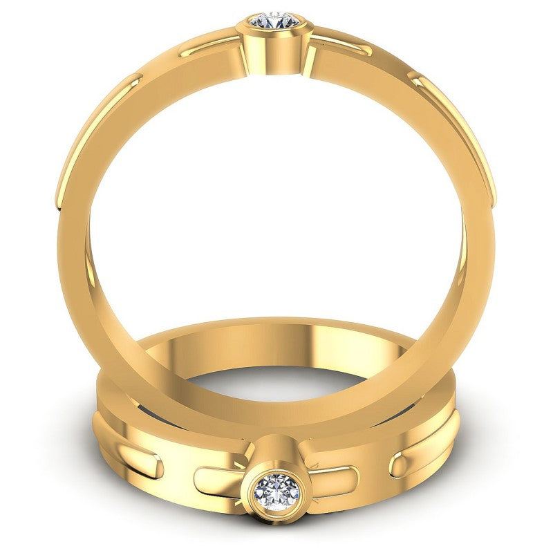 Round Cut Diamonds Wedding Sets in 14KT Yellow Gold