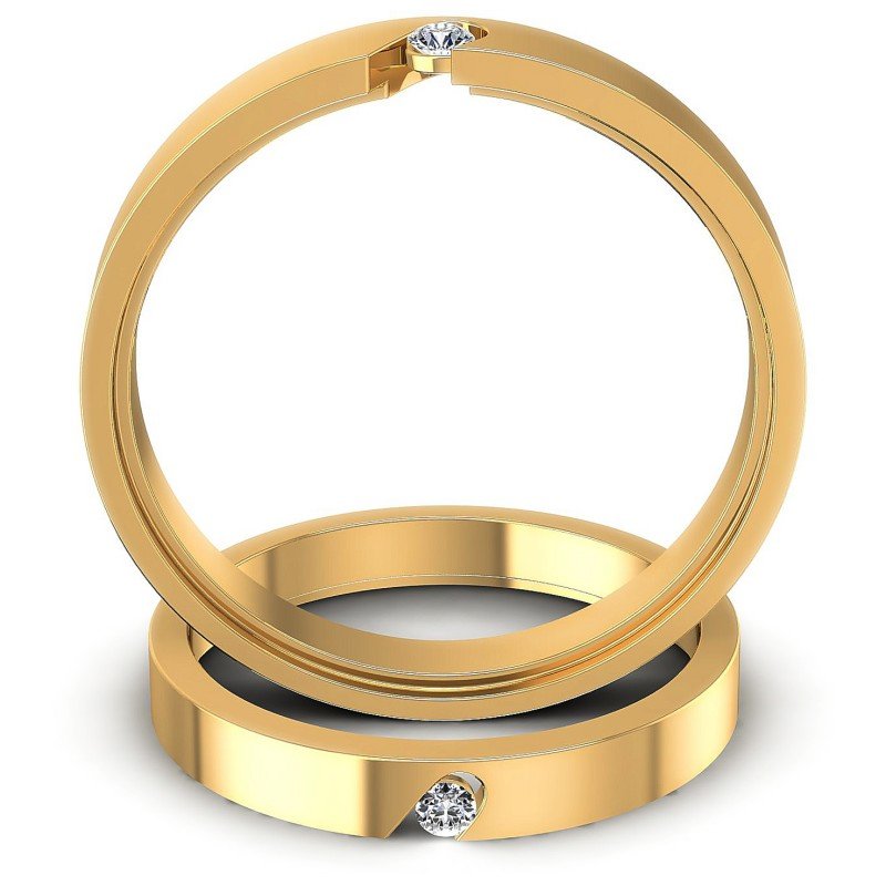 Round Cut Diamonds Wedding Sets in 14KT Yellow Gold
