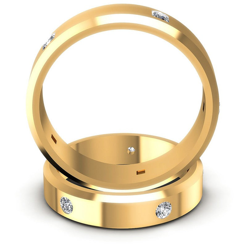 Princess And Round Cut Diamonds Wedding Sets in 14KT Yellow Gold