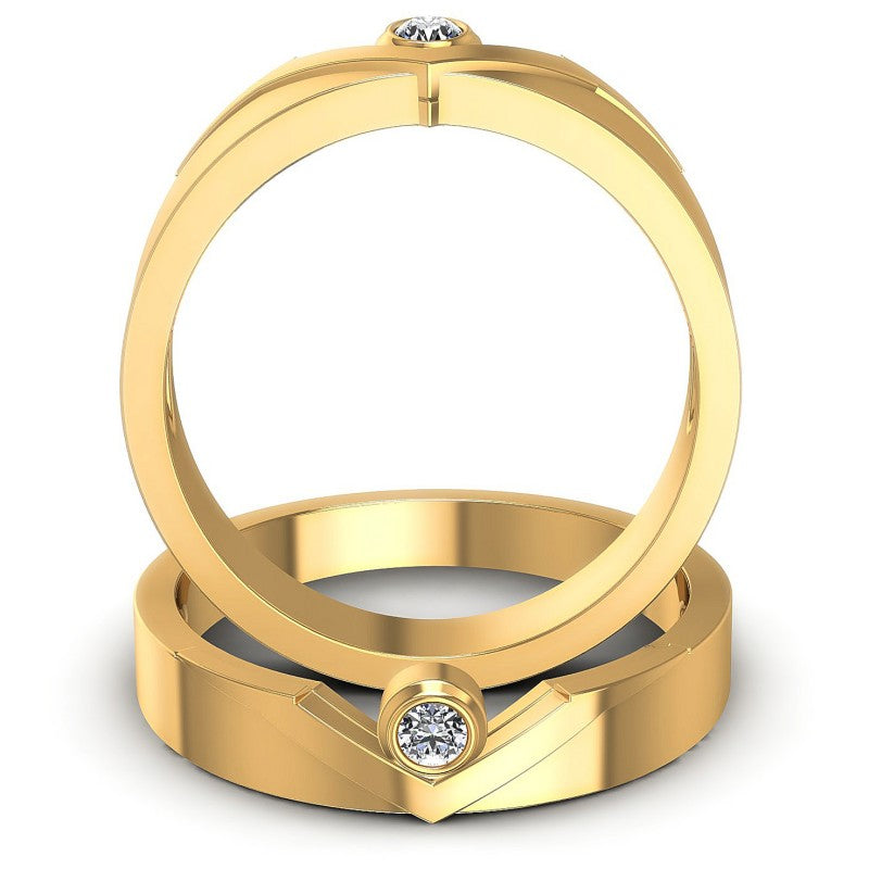 Round Cut Diamonds Wedding Sets in 14KT Yellow Gold