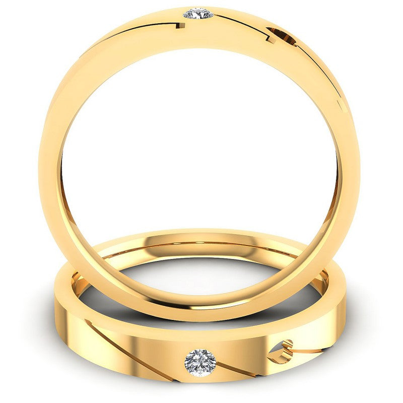 Round Cut Diamonds Wedding Sets in 14KT Yellow Gold