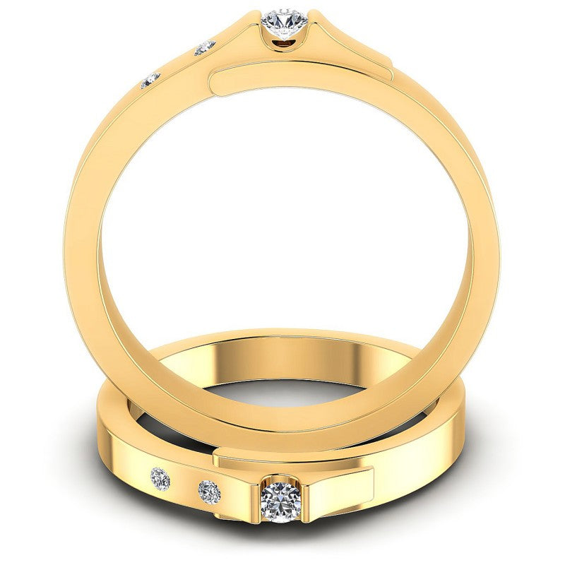 Round Cut Diamonds Wedding Sets in 14KT Yellow Gold