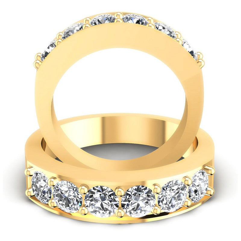 Round Cut Diamonds Wedding Sets in 14KT Yellow Gold