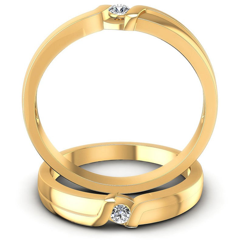 Round Cut Diamonds Wedding Sets in 14KT Yellow Gold