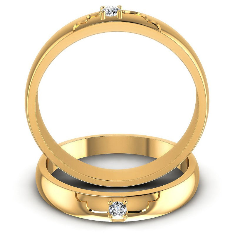 Round Cut Diamonds Wedding Sets in 14KT Yellow Gold