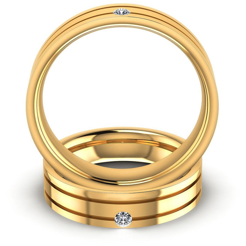 Round Cut Diamonds Wedding Sets in 14KT Yellow Gold