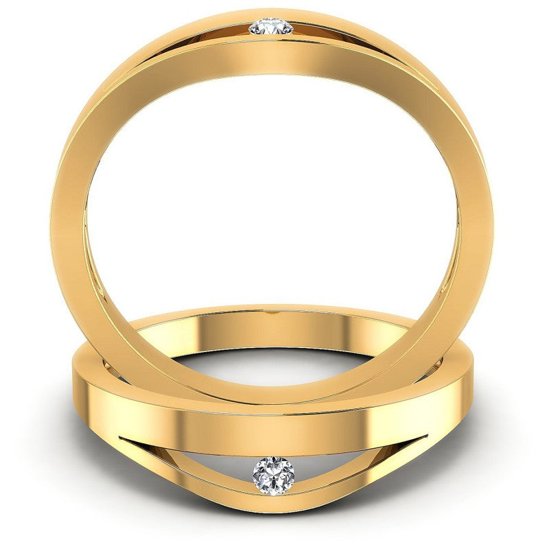 Round Cut Diamonds Wedding Sets in 14KT Yellow Gold