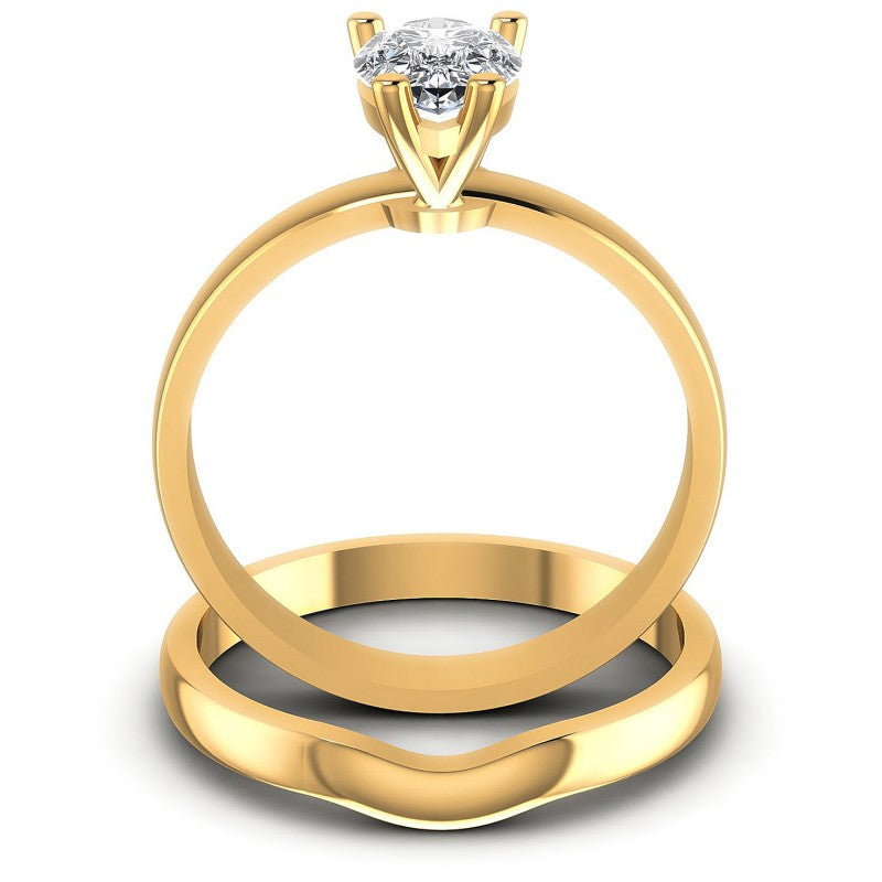 Pear Cut Diamonds Bridal Set in 14KT Yellow Gold