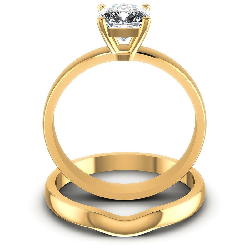 Cushion Cut Diamonds Bridal Set in 14KT Yellow Gold