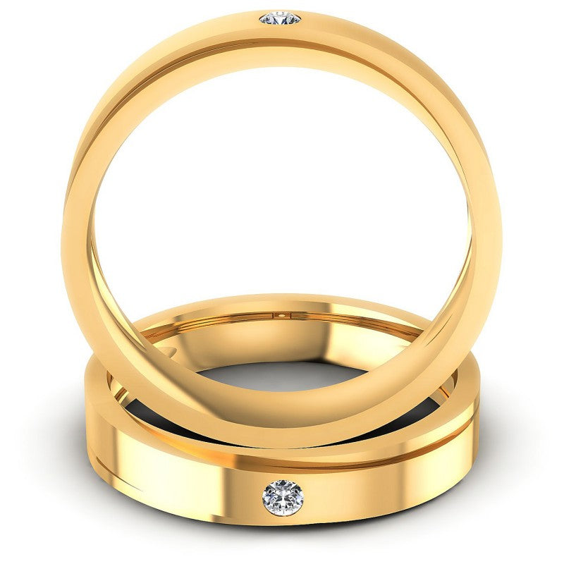 Round Cut Diamonds Wedding Sets in 14KT Yellow Gold