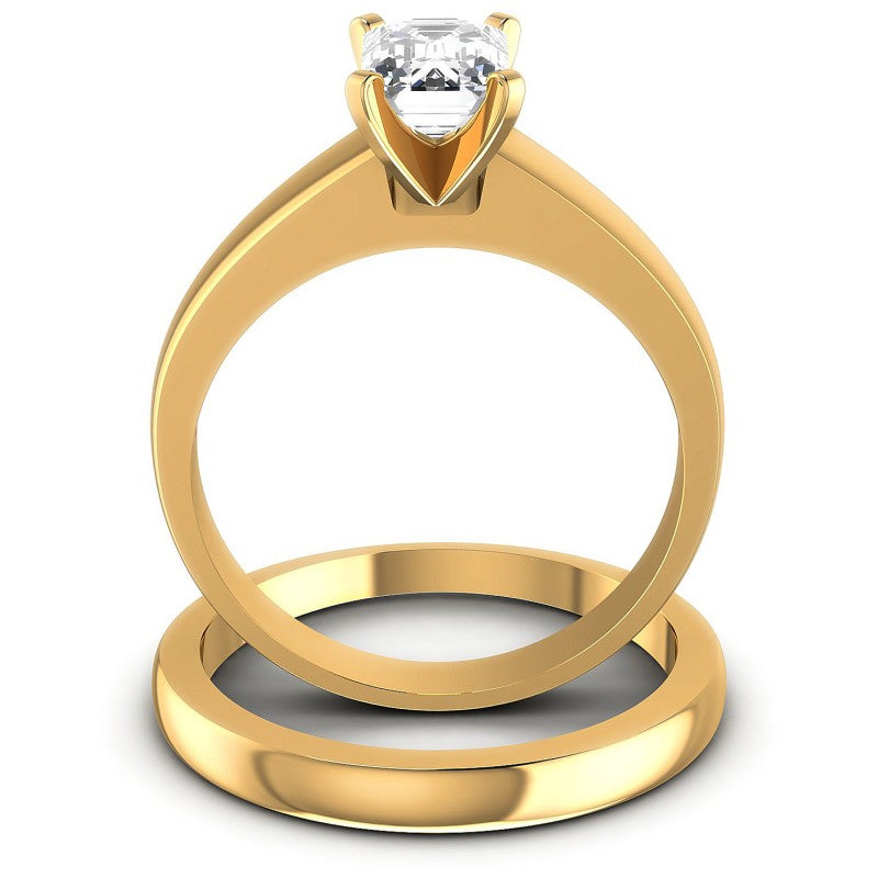 Emerald Cut Diamonds Bridal Set in 14KT Yellow Gold