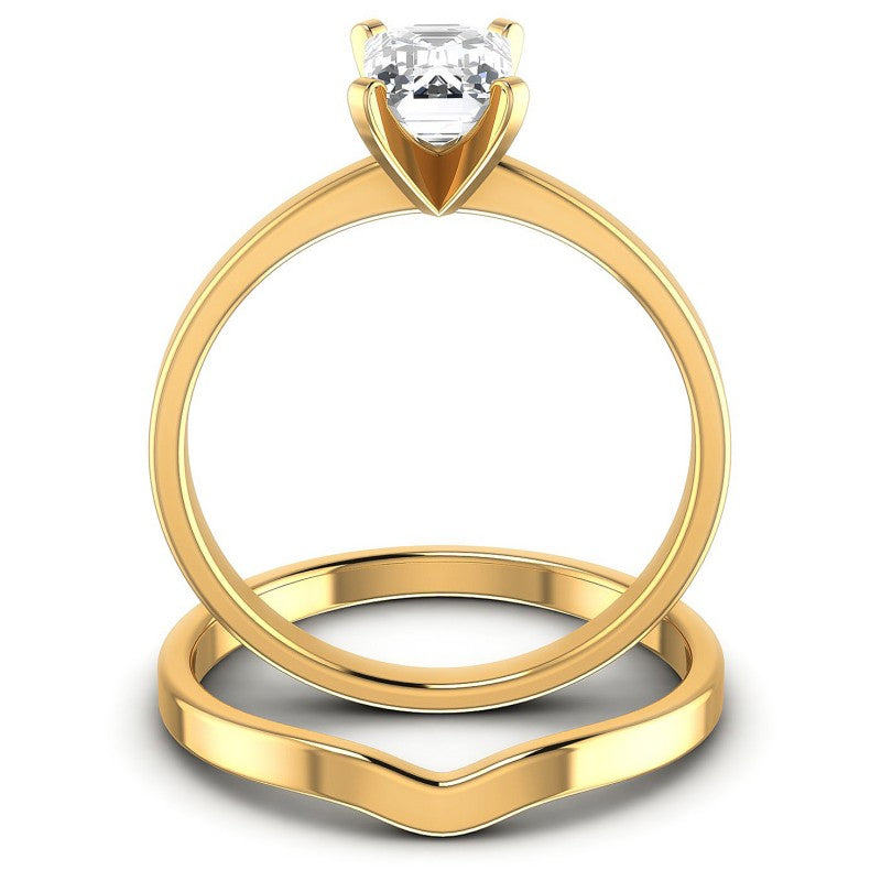 Emerald Cut Diamonds Bridal Set in 14KT Yellow Gold