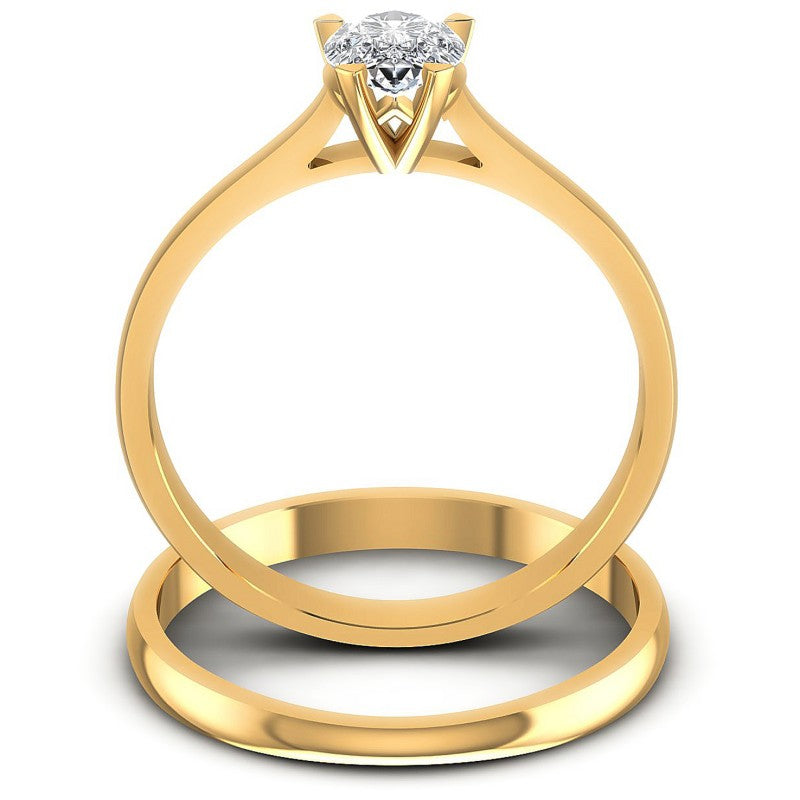 Pear Cut Diamonds Bridal Set in 14KT Yellow Gold