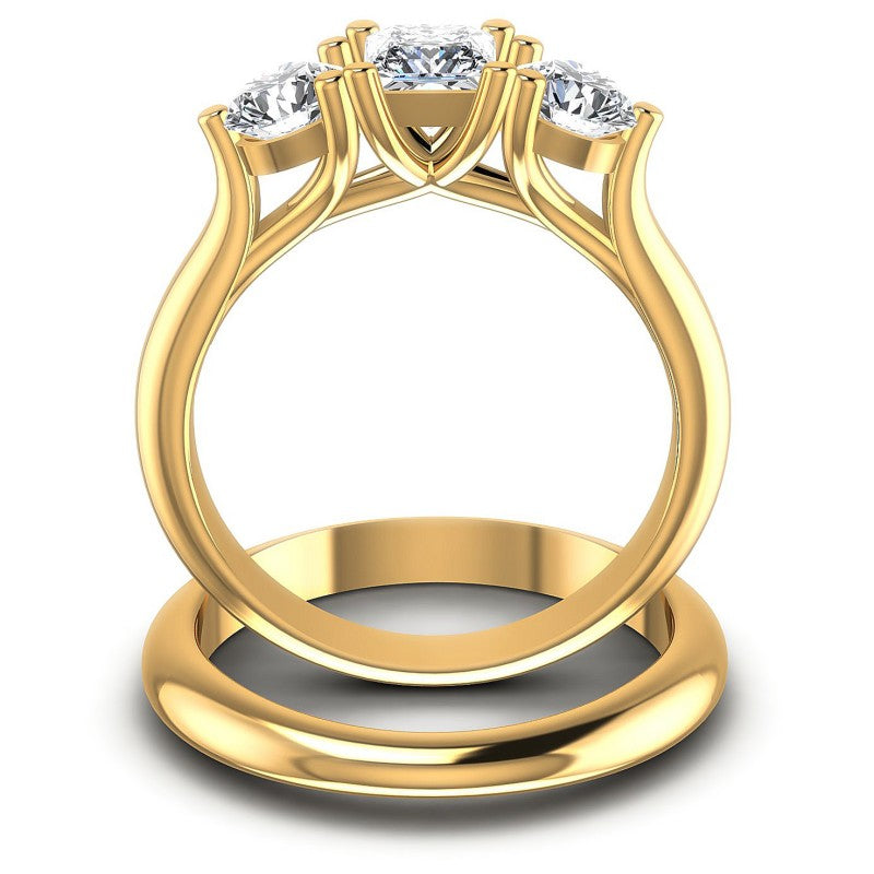 Princess And Round Cut Diamonds Bridal Set in 14KT Yellow Gold