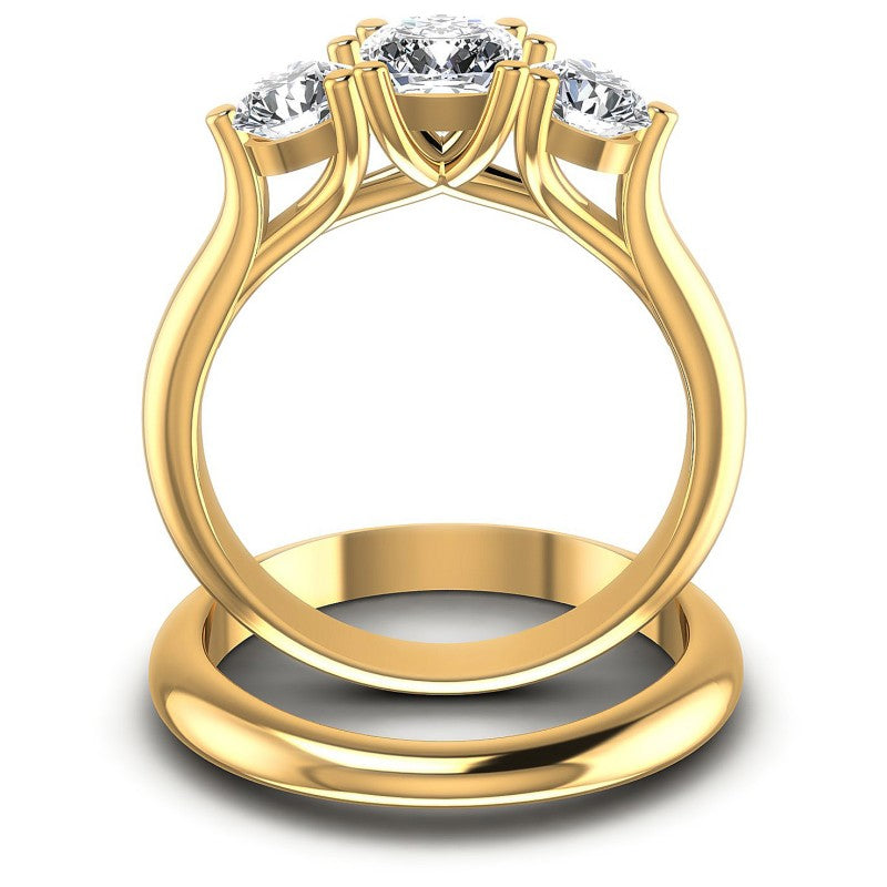 Cushion And Round Cut Diamonds Bridal Set in 14KT Yellow Gold