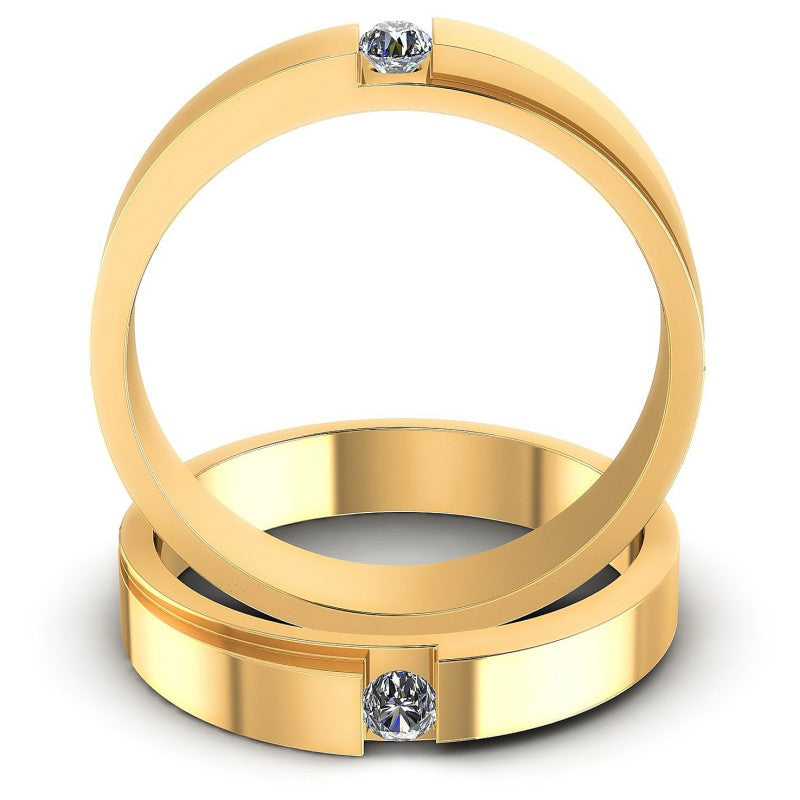 Round Cut Diamonds Wedding Sets in 14KT Yellow Gold