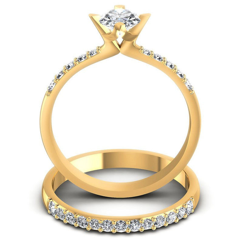Round And Oval Cut Diamonds Bridal Set in 14KT Yellow Gold