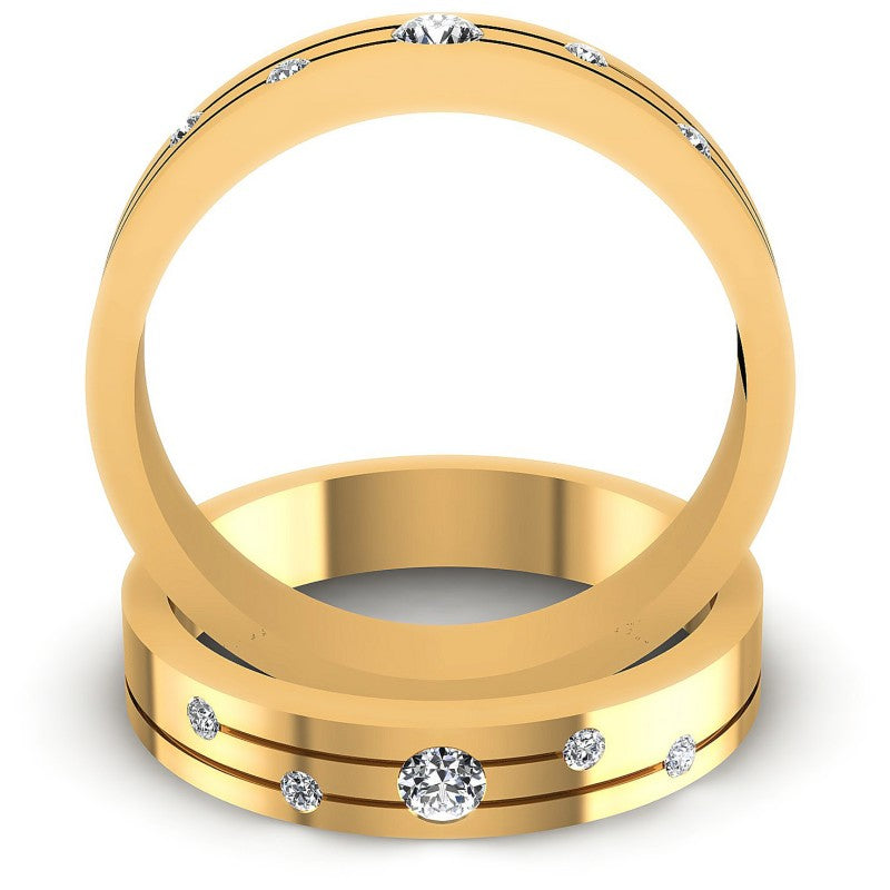 Round Cut Diamonds Wedding Sets in 14KT Yellow Gold