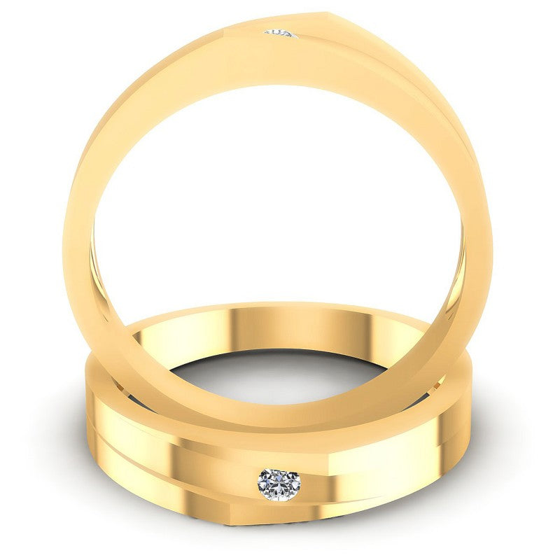 Round Cut Diamonds Wedding Sets in 14KT Yellow Gold