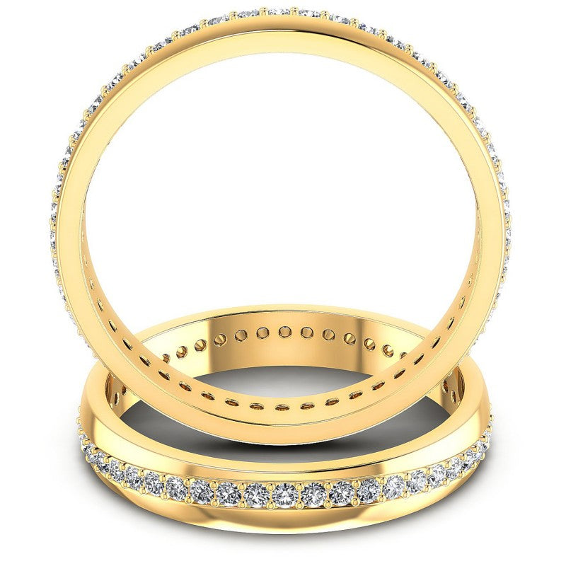 Round Cut Diamonds Wedding Sets in 14KT Yellow Gold
