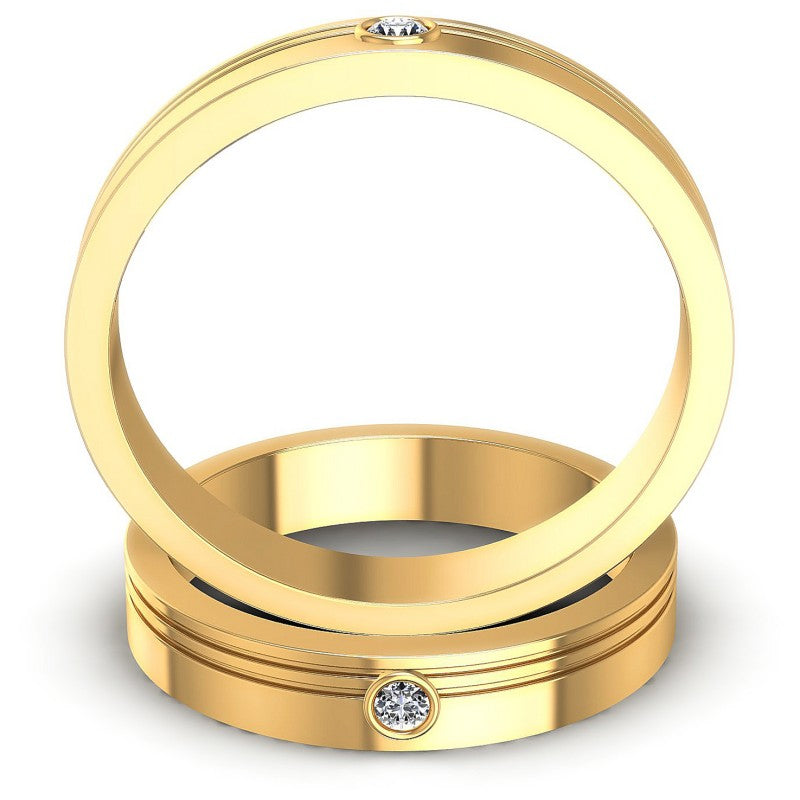 Round Cut Diamonds Wedding Sets in 14KT Yellow Gold