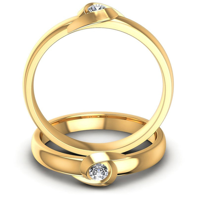 Round Cut Diamonds Wedding Sets in 14KT Yellow Gold
