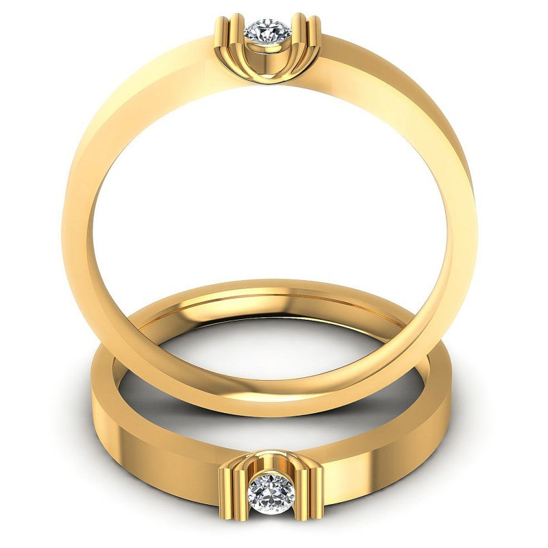 Round Cut Diamonds Wedding Sets in 14KT Yellow Gold