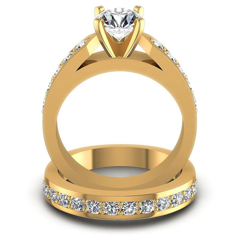 Round Diamonds 1.35CT Bridal Set in 14KT Yellow Gold