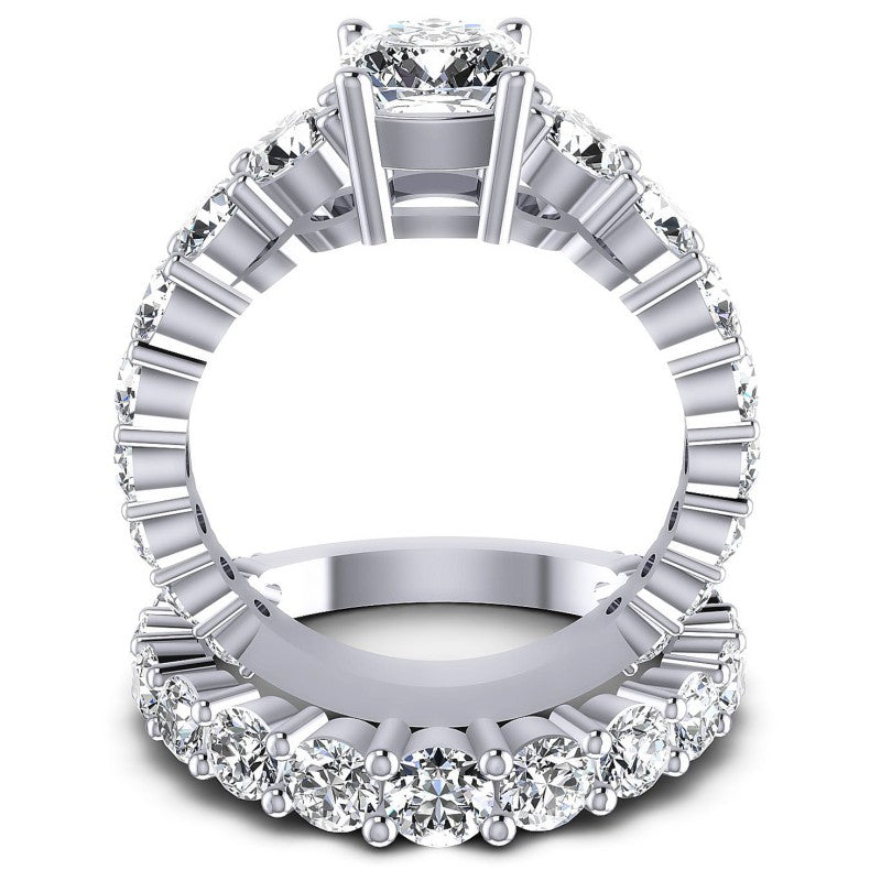 Round And Cushion Cut Diamonds Bridal Set in 14KT Yellow Gold