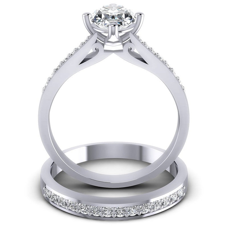 Round And Oval Cut Diamonds Bridal Set in 14KT Yellow Gold