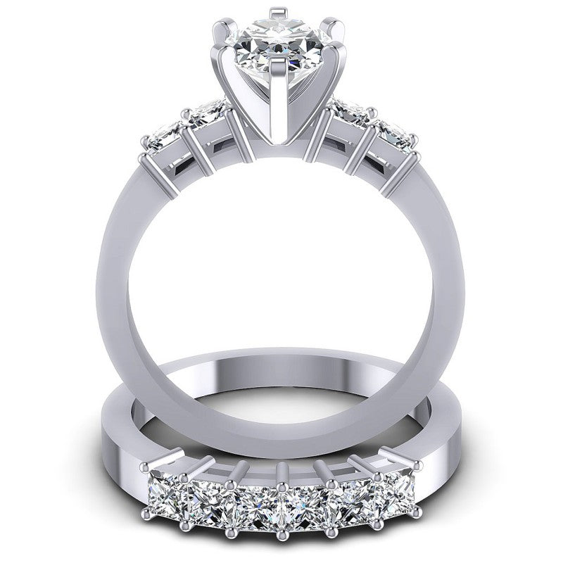Princess And Oval Cut Diamonds Bridal Set in 14KT Yellow Gold