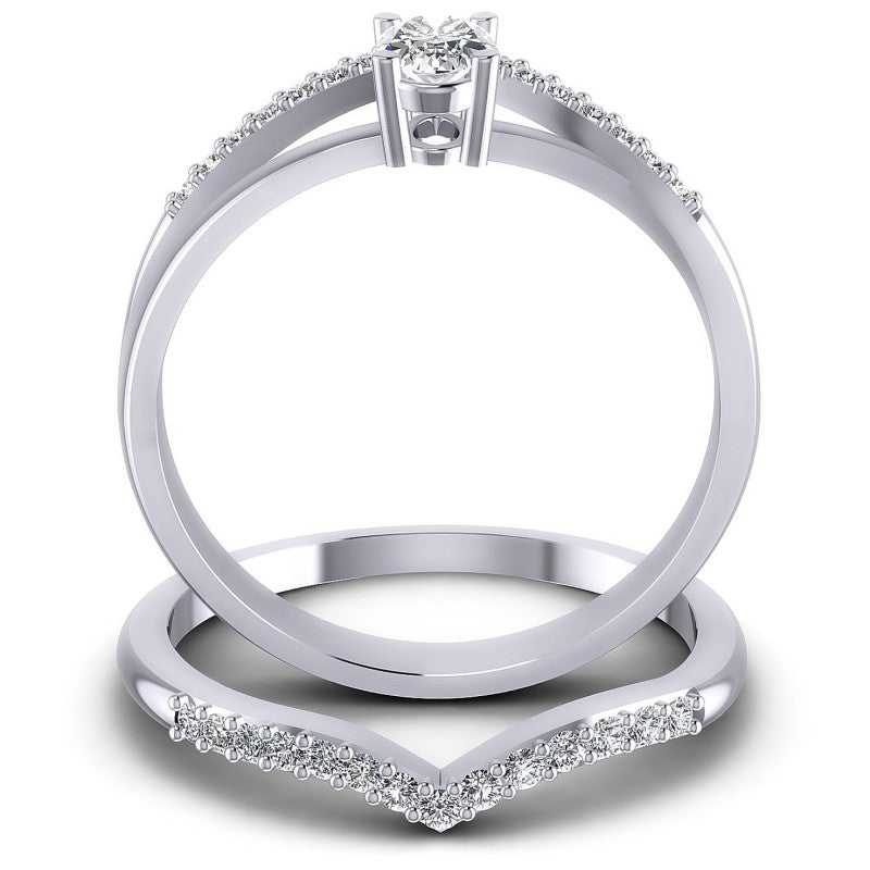 Round And Oval Cut Diamonds Bridal Set in 14KT Yellow Gold