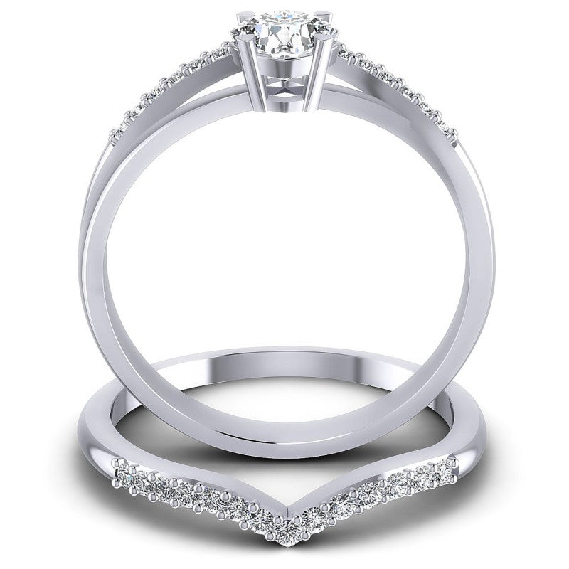 Round And Cushion Cut Diamonds Bridal Set in 14KT Yellow Gold