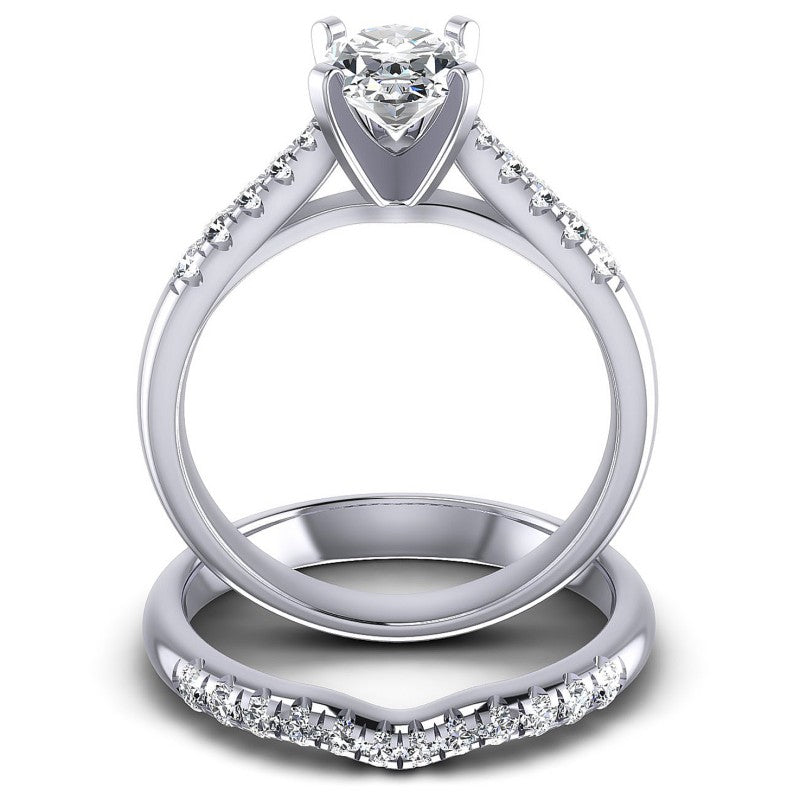 Round And Oval Cut Diamonds Bridal Set in 14KT Yellow Gold