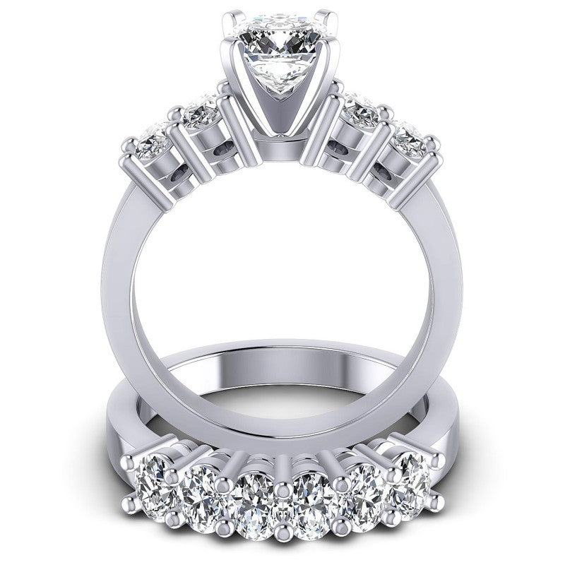 Oval And Cushion Cut Diamonds Bridal Set in 14KT Yellow Gold