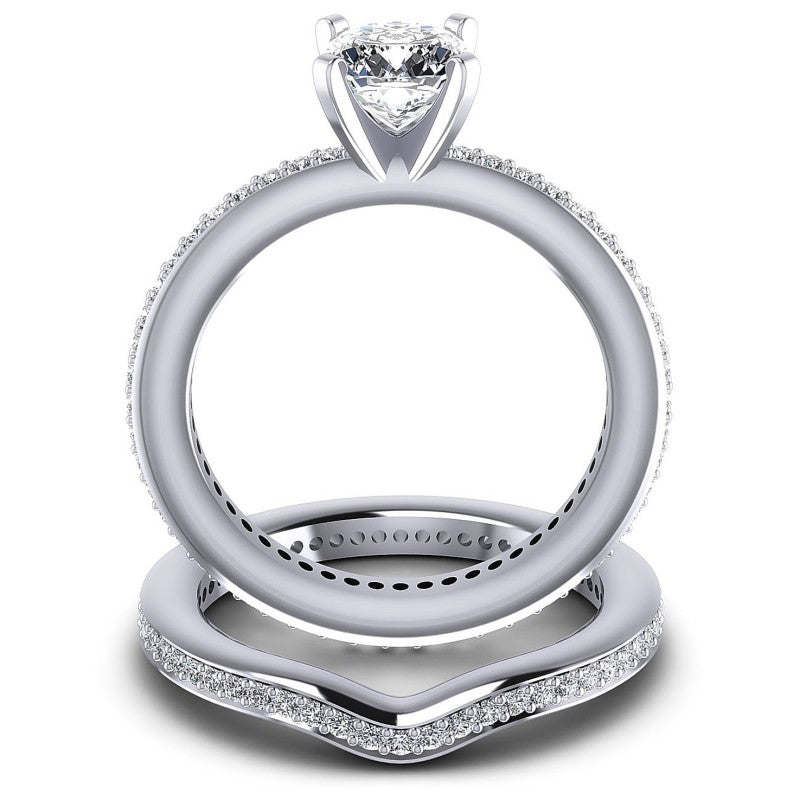 Round And Cushion Cut Diamonds Bridal Set in 14KT Yellow Gold
