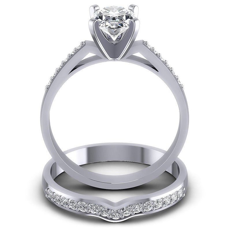 Round And Oval Cut Diamonds Bridal Set in 14KT Yellow Gold