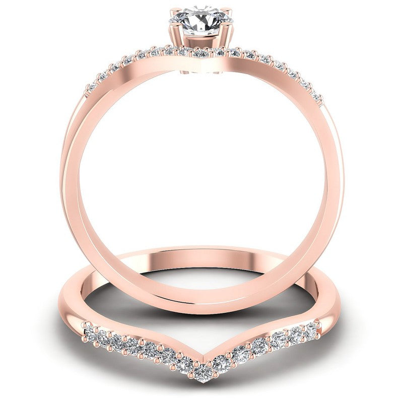 Round Cut Diamonds Bridal Set in 18KT Yellow Gold